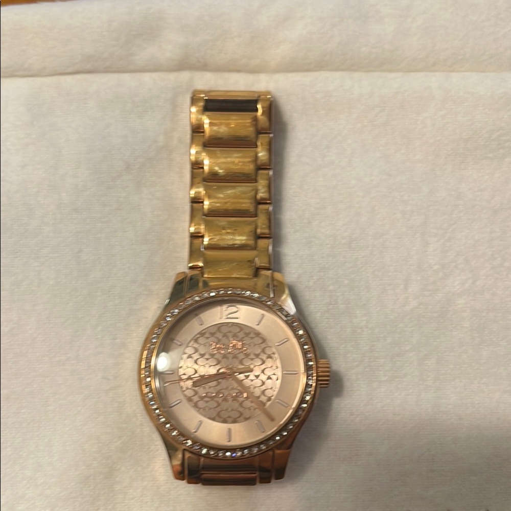 Rose Gold Coach Watch with Crystal Accents